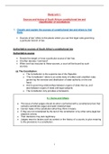 Study Unit 1 In-depth summary of the Sources and History of Constitutional Law (CSL 2601) (Textbook, Study Guide, Case Law, Constitution references covered)