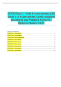LETRS Unit 1 –Unit 8 Assessments (All Units 1-8 Assessments) with complete Questions and Verified Answers | Updated/Latest 2023