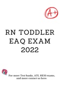 RN Toddler EAQ EXAM 2022