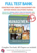 Solutions Manual for Construction Jobsite Management 4th Edition by William R. Mincks; Hal Johnston Chapter 1-18 Complete Guide