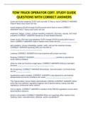 TOW TRUCK OPERATOR CERT&period; STUDY GUIDE QUESTIONS WITH CORRECT ANSWERS