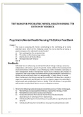 TEST BANK FOR PSYCHIATRIC MENTAL HEALTH NURSING 7TH EDITION BY VIDEBECK