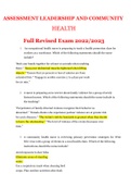  ASSESSMENT LEADERSHIP AND COMMUNITY  HEALTH Full Revised Exam 2022&sol;2023&period;