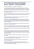 NY Independent General Adjuster Exam - Series 17-70 Solved 2023