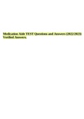 Medication Aide TEST 2023 &lpar;Answered&rpar;&comma; Medication Aide Questions and Correct Answers 2023 with Complete Solution&comma; Medication Aide Exam 2023 Questions and Verified Answers&comma; Medication Aide - Unit 1 & 2 Quiz 2023 & Medication Aide TEST Questions and Answers 