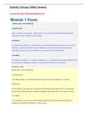 Statistics Module 1 Exam Portage Online Summer 2018 Statistical inference