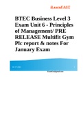 BTEC Business Level 3 Exam Unit 6 - Principles of Management/ PRE RELEASE Multifit Gym Plc report & notes For January Exam