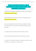 CSLB CONTRACTOR'S LAW & BUSINESS EXAM QUESTIONS AND ANSWERS RATED A