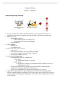Notes on Lectures for exam - Strategic Marketing  EBM081C05