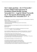 Test 1 study questions - ch 1-5 (Varcarolis +  Evolve), Ethical and Legal Issues in  Psychiatric/Mental Health Nursing,  Varcarolis Ch 6 -- Legal & Ethical, Varcarolis  Ch. 9: Therapeutic Relationships and the  Clinical Interview, Varcarolis Ch 9 -- T