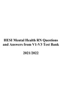 HESI Mental Health RN Questions and Answers from V1-V3 Test Bank  2021/2022