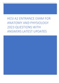 HESI A2 ENTRANCE EXAM FOR  ANATOMY AND PHYSIOLOGY 2023 QUESTIONS WITH  ANSWERS LATEST UPDATES