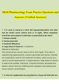 HESI Pharmacology Practice Exam Questions and Answers (2022/2023) (Verified Answers by Expert)