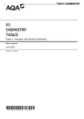 AQA AS CHEMISTRY 7404&sol;1 Paper 1 Inorganic and physical chemistry Mark scheme June 2021