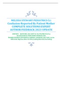 MELISSA STEWART PEDIATRICS Cc: Confusion-Reported By Patient Mother COMPLETE SOLUTIONS EXPERT AUTHOR FEEDBACK 2023 UPDATE