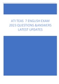 ATI TEAS 7 ENGLISH EXAM  2023 QUESTIONS &ANSWERS  LATEST UPDATES