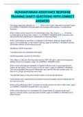 HUMANITARIAN ASSISTANCE RESPONSE TRAINING &lpar;HART&rpar; QUESTIONS WITH CORRECT ANSWERS