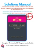 Solutions Manual For Business Law: Text and Cases 14th Edition By Kenneth W. Clarkson; Roger LeRoy Miller; Frank B. Cross 9781305967250 