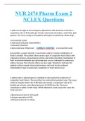 NUR2474 / NUR 2474 Exam 2 NCLEX Questions (Latest 2023): Pharmacology for Professional Nursing - Rasmussen