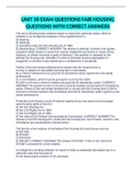 UNIT 18 EXAM QUESTIONS FAIR HOUSING QUESTIONS WITH CORRECT ANSWERS