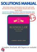 Solutions Manual For Business Law: Text and Cases 14th Edition by Kenneth Clarkson, Roger LeRoy Miller, Frank Cross 9781305967250 Chapter 1-51 Complete Guide.