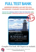 Test Bank for Anderson's Business Law and the Legal Environment, Standard Volume 23rd Edition by David P. Twomey; Marianne M. Jennings; Stephanie M Greene Chapter 1-40 Complete Guide