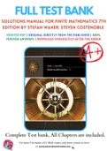 Solutions Manual for Finite Mathematics 7th Edition by Stefan Waner; Steven Costenoble Chapter 1-8 Complete Guide