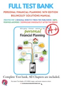 Personal Financial Planning 14th Edition By Randy Billingsley Solutions Manual Chapter 1-15 Complete Guide