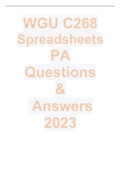 WGU C268 Spreadsheets(PA-Questions & Answers)2023 