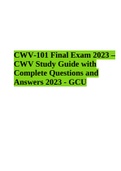 CWV-101 Final Exam 2023 – CWV Study Guide with Complete Questions and Answers 2023 - GCU