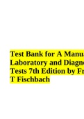 Test Bank for A Manual of Laboratory and Diagnostic Tests 7th Edition by Frances T Fischbach