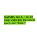 NAPSRX Test 1. How are drugs sorted into therapeutic groups and classes?