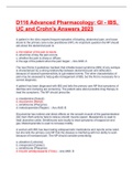 D116 Advanced Pharmacology GI IBS&comma; UC and Crohn s Answers 2023&period;