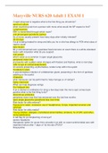 Maryville NURS 620 Adult 1 EXAM 1 Questions with Answers 2022&sol;2023