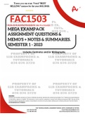 FAC1503 ASSIGNMENT MEMO’S, PAST PAPERS AND ANSWERS, NOTES + SUMMARIES - SEMESTER 1 - 2023  - MEGA EXAMPACK - UNISA 