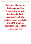 Business Analytics&comma; Communicating with Numbers&comma; 2e Sanjiv Jaggia&comma; Alison Kelly&comma; Kevin Lertwachara &lpar;Solution Manual with Test Bank&rpar;