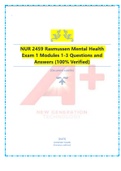 NUR 2459 Rasmussen Mental Health Exam 1 Modules 1-3 Questions and Answers (100% Verified)