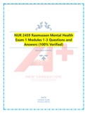 NUR 2459 Rasmussen Mental Health Exam 1 Modules 1-3 Questions and Answers (100% Verified)