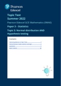 A Level Mathematics; Statistics Paper 3 Topic Test: Normal distribution and hypothesis testing
