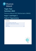 A Level Mathematics; Pure Paper 1 and 2 Topic Test: Trigonometry