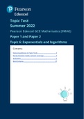 A Level Mathematics; Pure Paper 1 and 2 Topic Test: Exponentials and Logarithms
