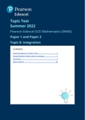 A Level Mathematics; Pure Paper 1 and 2 Topic Test: Integration