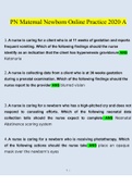 PN Maternal Newborn Online Practice 2020 A Questions and Answers &lpar;Verified Answers&rpar;