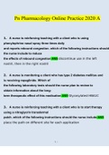PN Pharmacology Online Practice 2020 A Questions and Answers &lpar;Verified Answers&rpar;