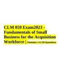 CLM 059 Exam2023 - Fundamentals of Small Business for the Acquisition Workforce | Modules 1-6 (18 Questions)