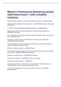 Milady's Professional Barbering sample state board exam 1 with complete solutions