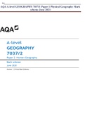 A-level GEOGRAPHY 7037/2 Paper 2 Human Geography Mark scheme June 2020 for revision 2023