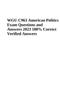 C963 Module Questions &lpar;Lessons 1-23&rpar; Questions and Answers 2023 &vert; Rated A&plus; &vert; WGU C963 Final Exam 2023 &vert; American Politics and the US Constitution Solved 100&percnt; &vert; WGU C963 Pre-Assessment 2023 - American Politics and the US Constitution &ndash; Questions and Answer
