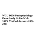 WGU D236 Pathophysiology Exam Study Guide-With 100% verified Answers | WGU Pathophysiology D236 Pathophysiology EXAM Questions & Answers Completed & D236 Pathophysiology Exam Study Guide-With 100% Verified Answers-2022- 2023