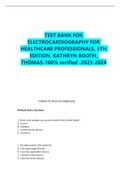 TEST BANK FOR ELECTROCARDIOGRAPHY FOR HEALTHCARE PROFESSIONALS, 5TH EDITION, KATHRYN BOOTH, THOMAS-100% verified -2023-2024